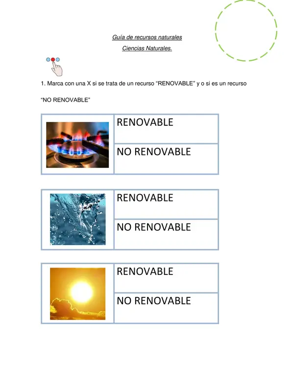 Guía de recursos renovables y no renovables.