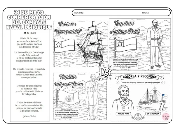 Combate Naval de Iquique (21 de mayo) – Ficha informativa + actividades