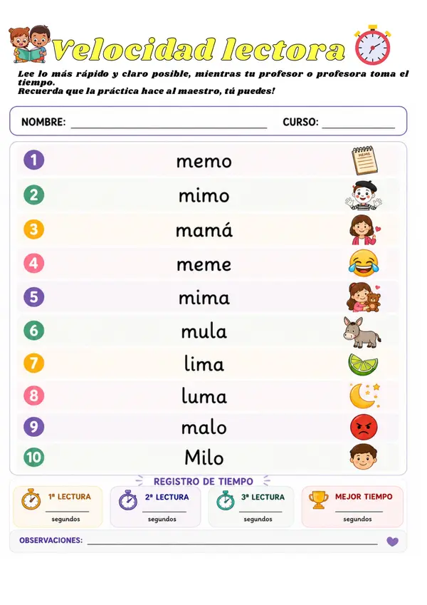 Velocidad lectora 