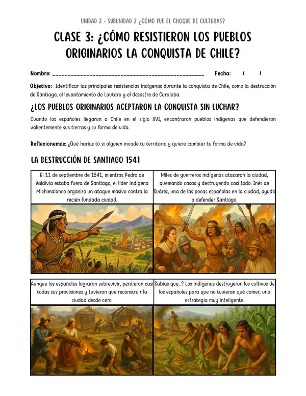 Resistencia indígena en la conquista de Chile (Guía 5to)