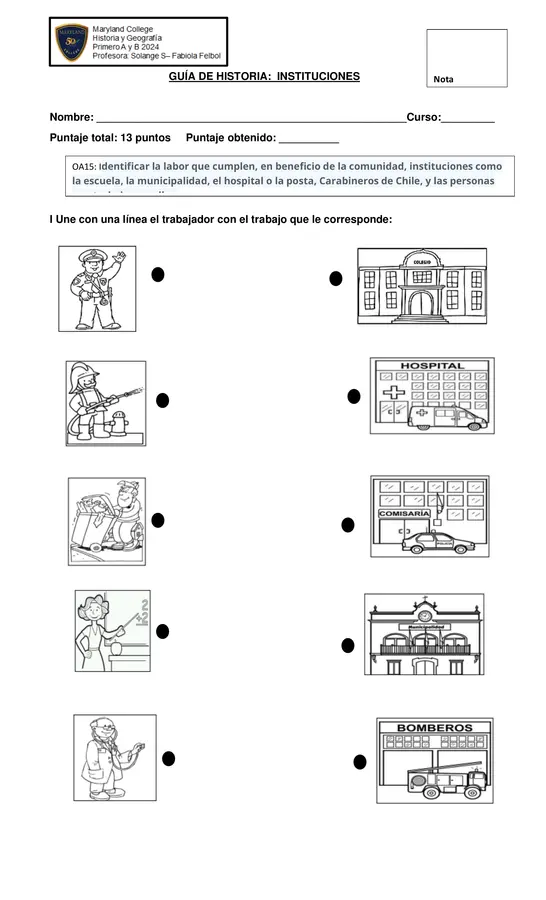 Guia de trabajo Instituciones que ayudan a la comunidad