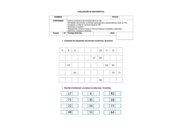 Evaluación Matemáticas