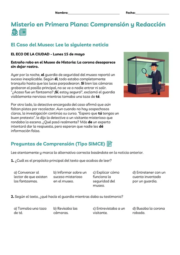 Guía redacción y comprensión texto informativo 8°