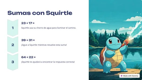 Ejercicios de sumas de 2 dígitos con Pokemon 