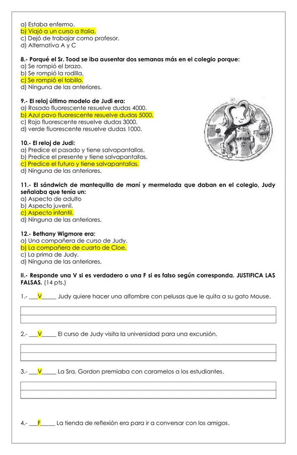 Prueba Lectura - Judy moody cambia de look