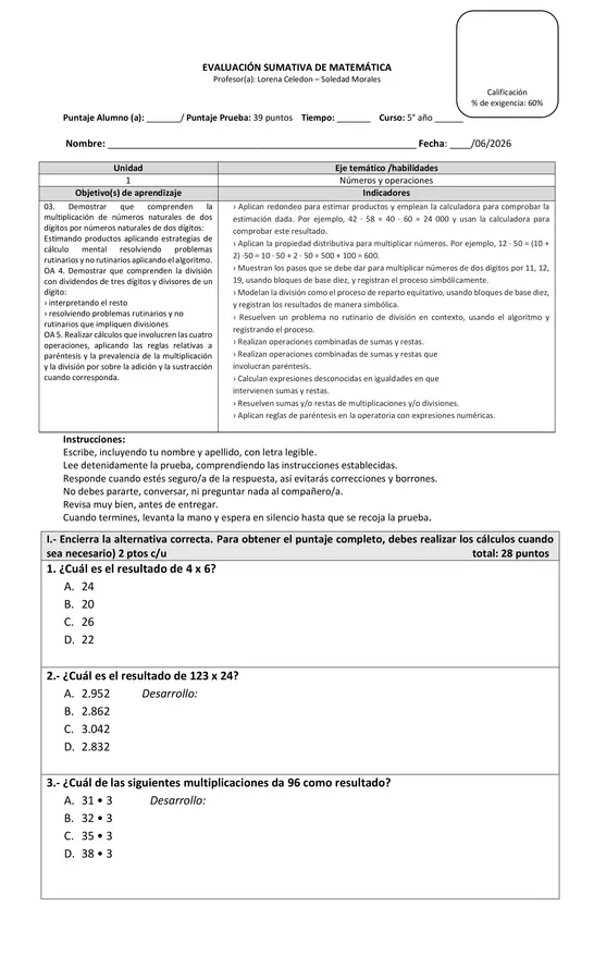 Multiplicaciones y divisiones