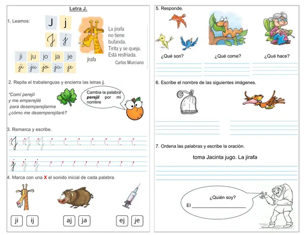 Guía 1° básico "Letra J"