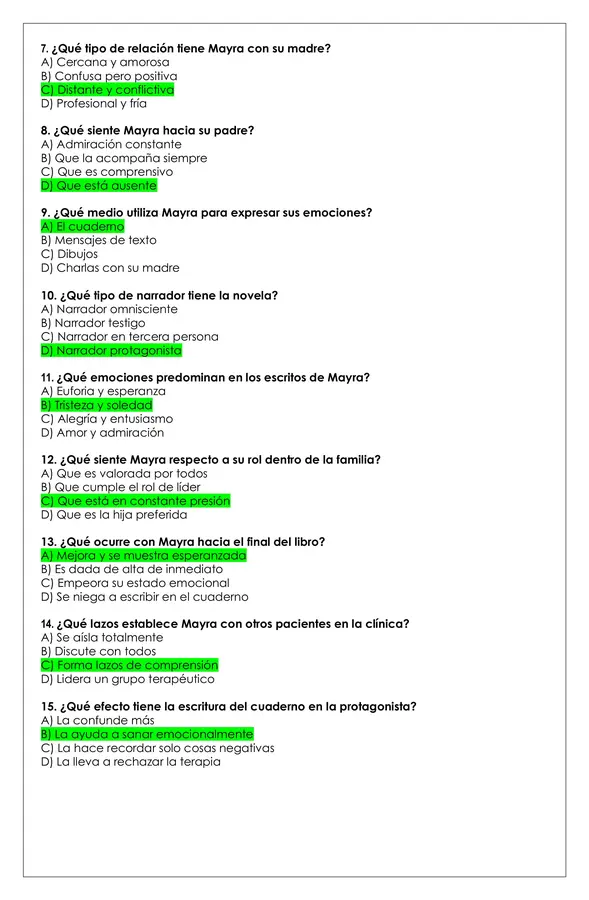 Prueba Lectura - El cuaderno de Mayra