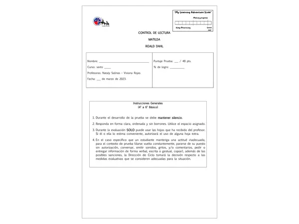 Evaluación Libro Matilda