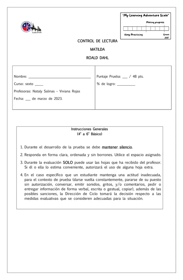 Evaluación Libro Matilda