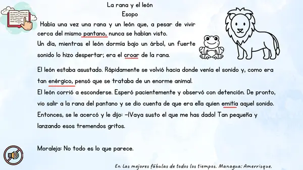 Presentación fábula - La rana y el león