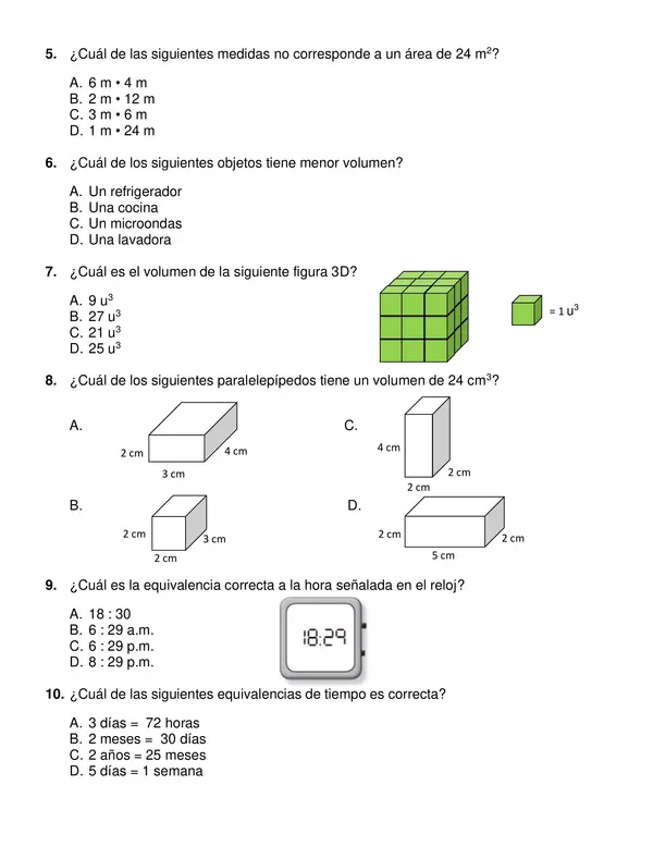 Evaluación "Mediciones" 4° año básico. 