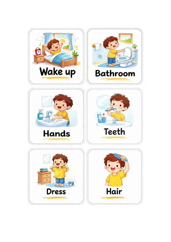 Tarjetas de Rutinas | Flashcards Diarias (Español-Inglés) 