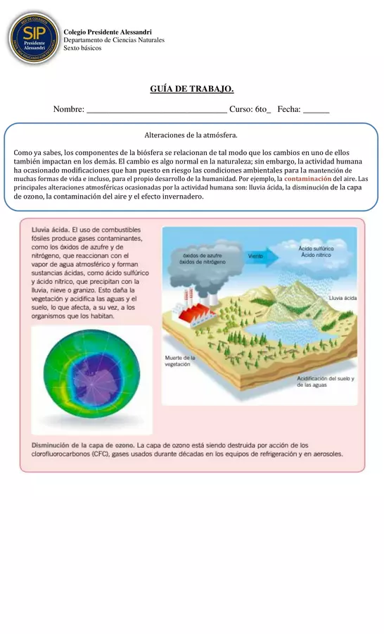 Alteraciones de la Hidrosfera, litosfera y atmosfera