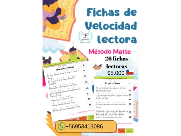 Fichas de Velocidad Lectora Método Matte (Publicidad)