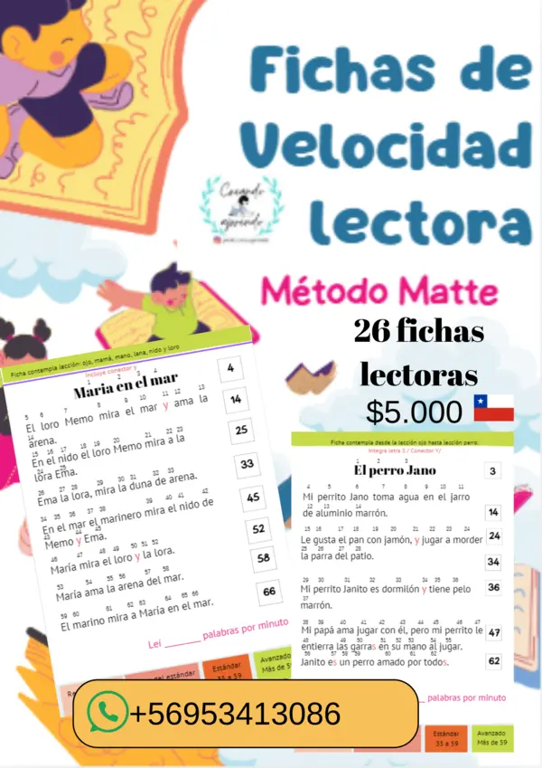 Fichas de Velocidad Lectora Método Matte (Publicidad)