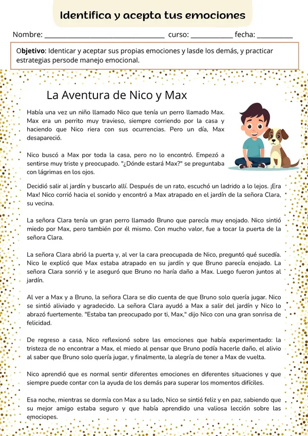 Ficha de Orientación: Identificar Emociones - Inteligencia Emocional y Empatía