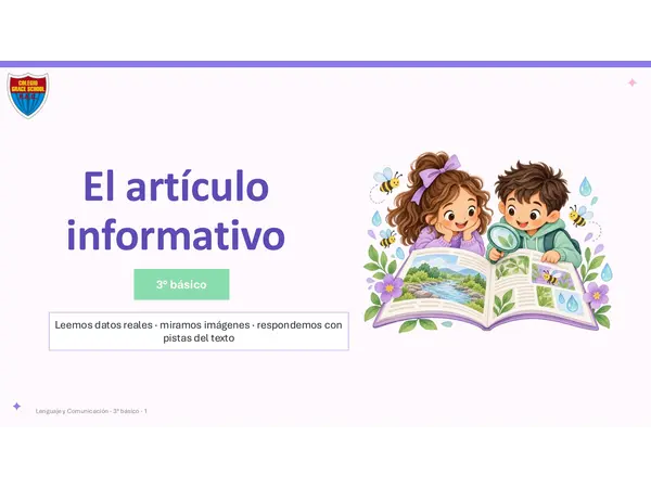 PPT El artículo informativo – 3° básico | Clase completa + RICE