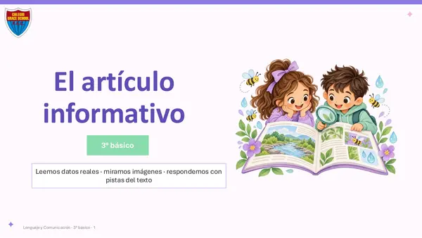 PPT El artículo informativo – 3° básico | Clase completa + RICE