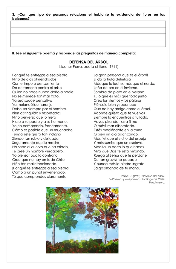 Guía de trabajo - La naturaleza en la literatura - 8° 