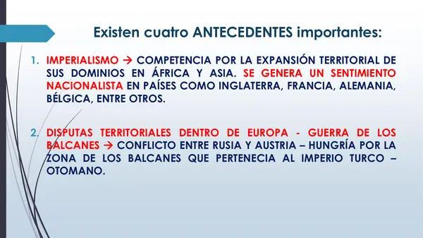 Antecedentes, causas y fases de la Primera Guerra Mundial