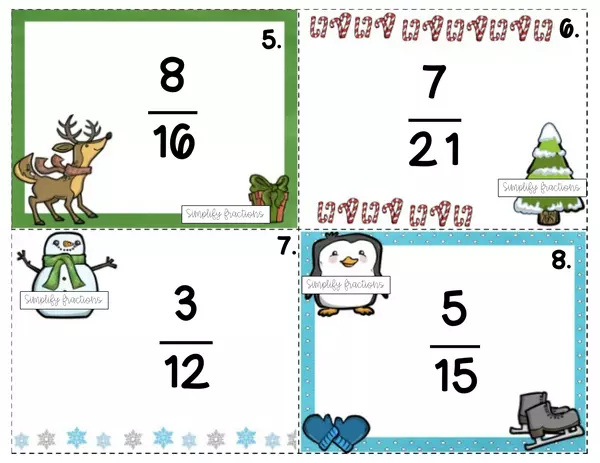 Simplify Fractions Task Cards