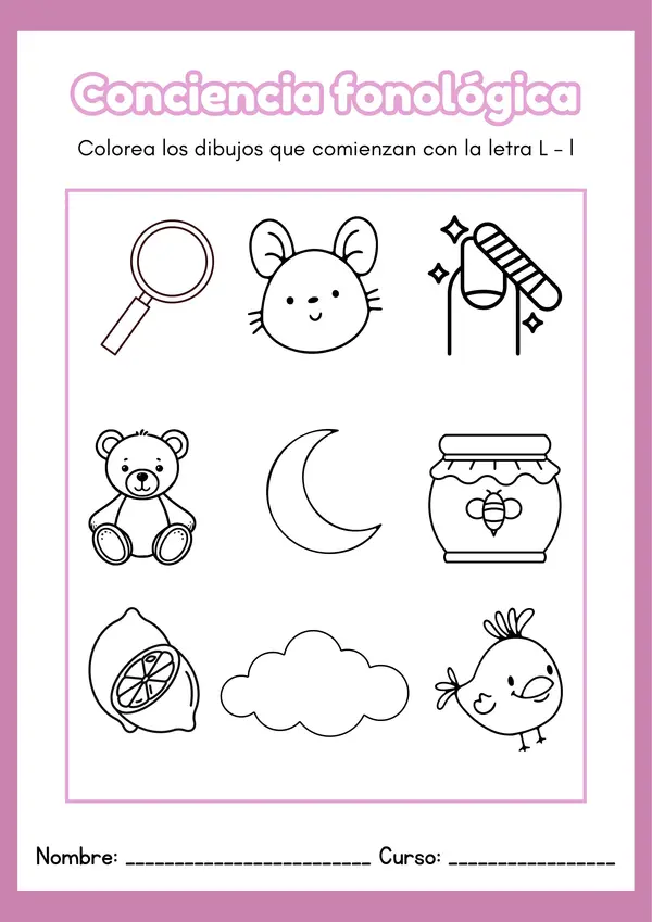 Cuadernillo Conciencia Fonológica – Reconocer sonidos iniciales