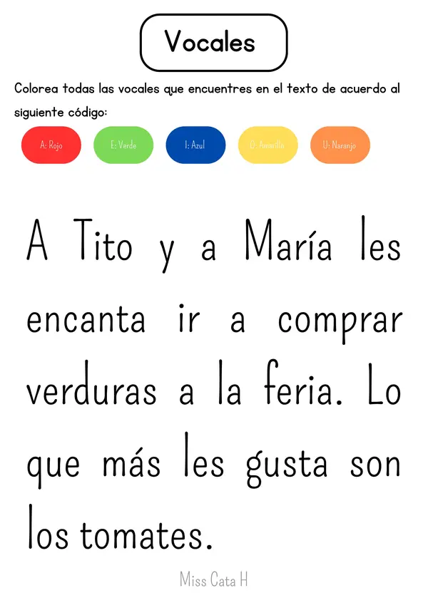 Colorea las vocales 
