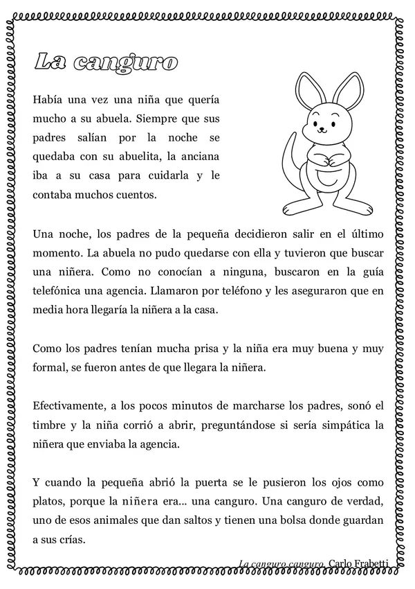 Guía comprensión "La canguro" 2° año básico.