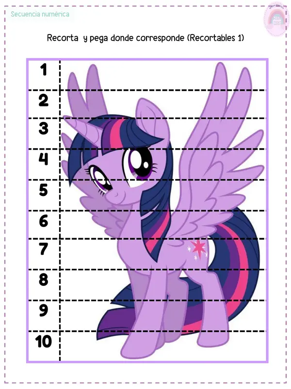 Cuadernillo números del 1 al 20 - my little pony