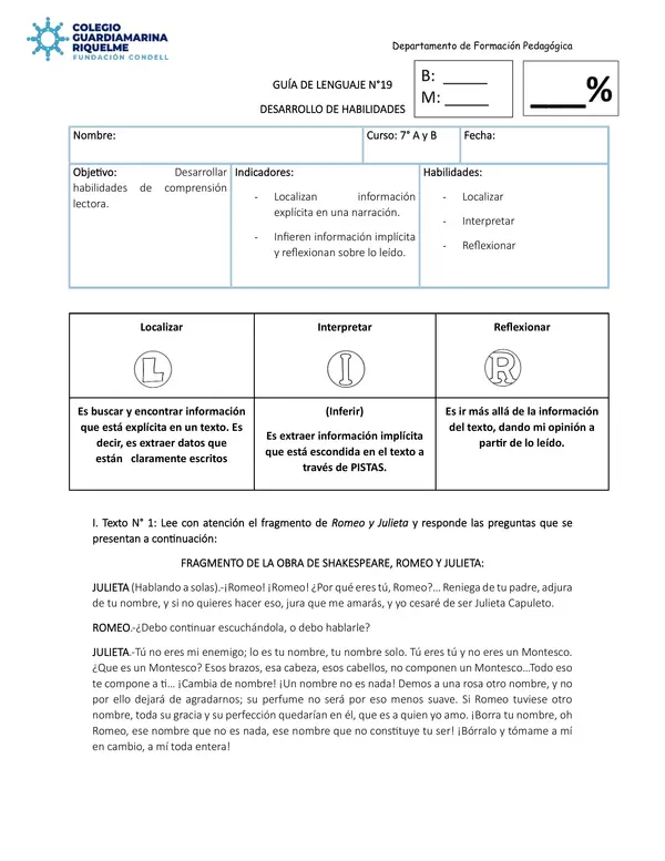 Guía desarrollo de habilidades (localizar, interpretar y reflexionar) 7° básico