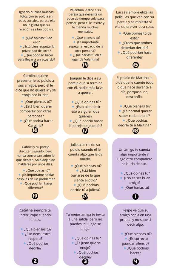 Tarjetas resolución de situaciones