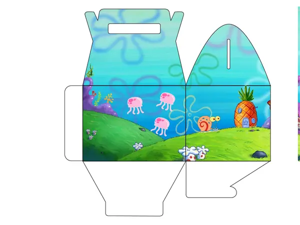 Caja de regalo para el día del niño temática bob esponja