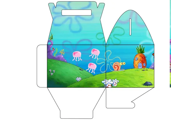 Caja de regalo para el día del niño temática bob esponja