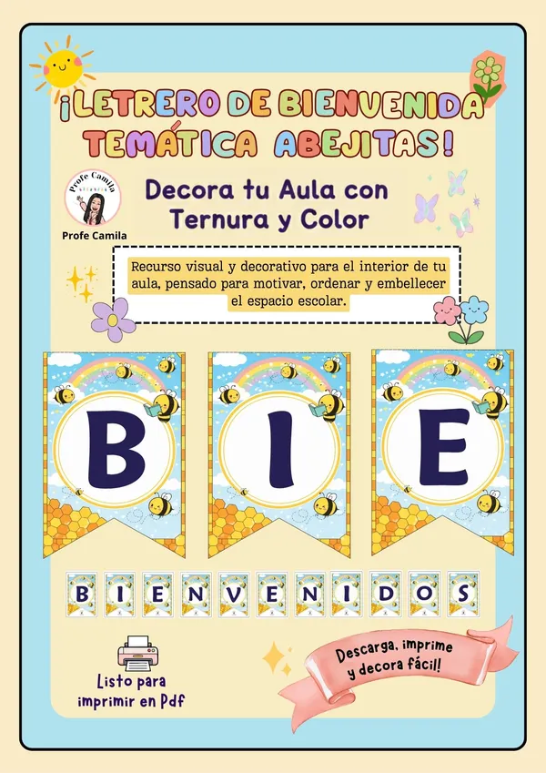 Banderines de Bienvenida – Temática Abejitas😊🐝