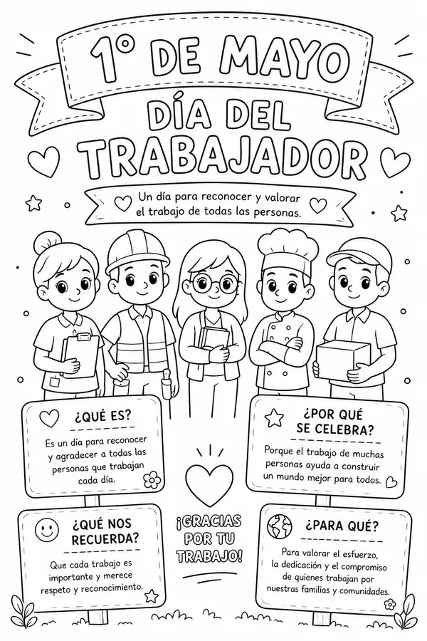 Poster, afiche o cartel 2-  Día del trabajo - 1 de mayo