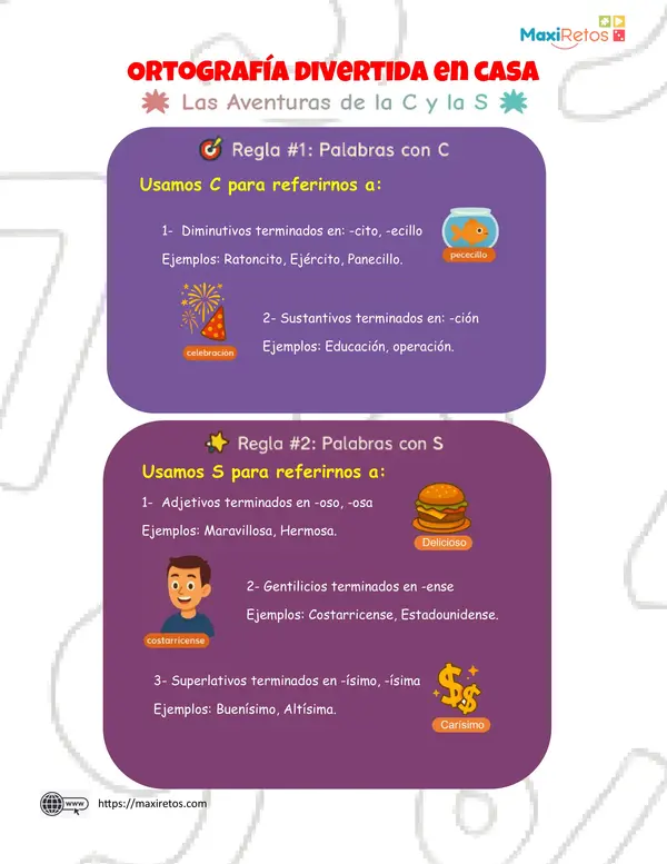 Ortografía divertida en casa – uso de la C y S.