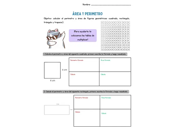 Guía repaso área y perímetro