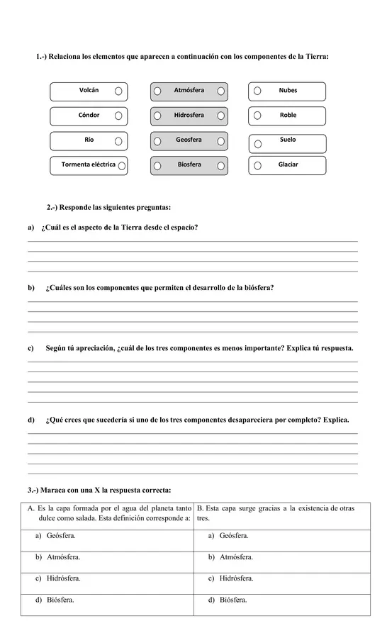 Guia de trabajo 6° Básico " Las capas de la Tierra"