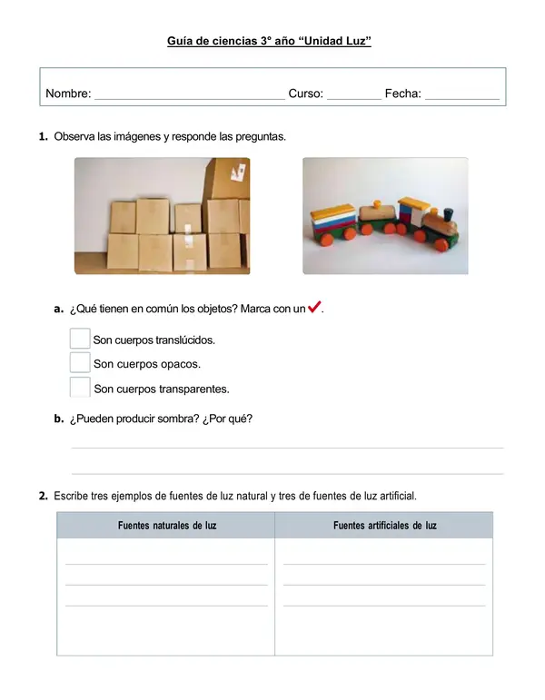 Guía de ciencias 3°año