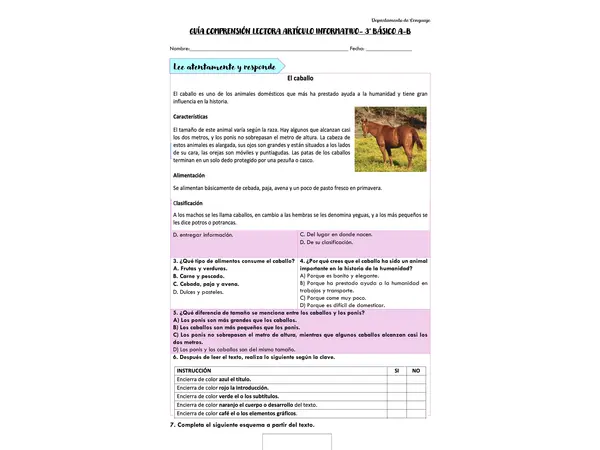 Comprensión lectora de un artículo informativo