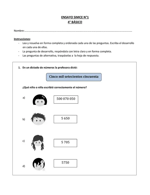 SIMCE matemática 