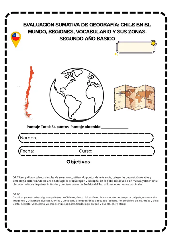 Prueba de geografía segundo años