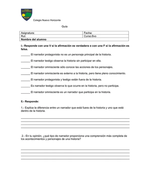 Guía Narradores 7mo/8vo básico