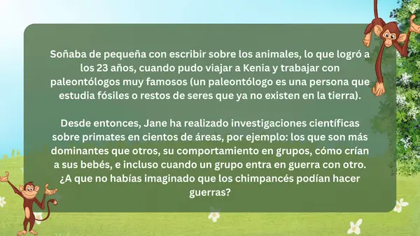 Comprensión lectora: Biografía Jane Goodall