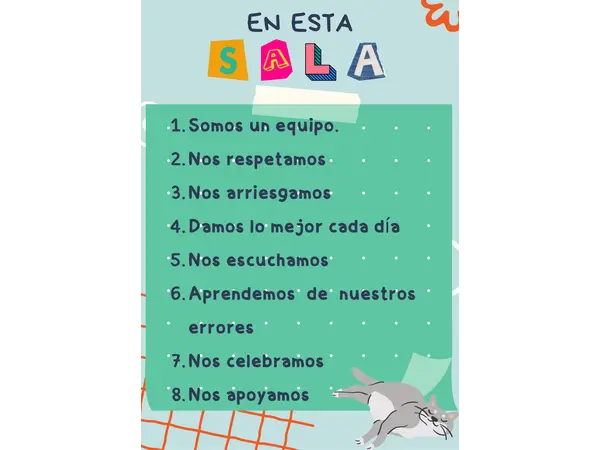 🎨 Cartel de Convivencia: "En esta sala..." (Estilo Scrapbook/Recortes)