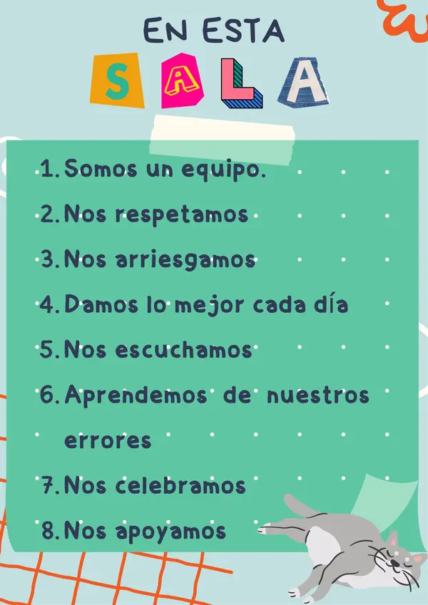 🎨 Cartel de Convivencia: "En esta sala..." (Estilo Scrapbook/Recortes)