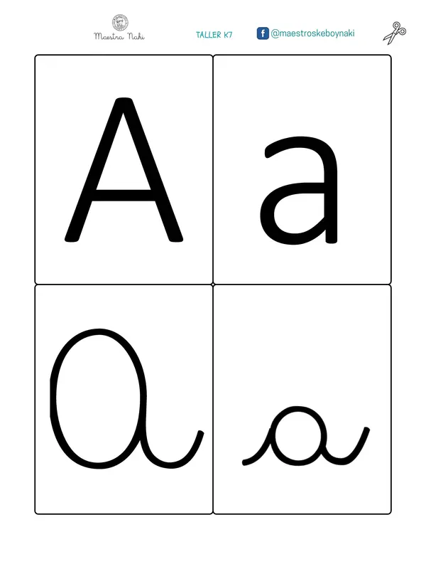 Apoyo visual. Tarjetas letras imprenta y manuscrita. 