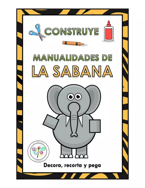 Construye Sabana Elefante Animal Puzzle Color Recortar