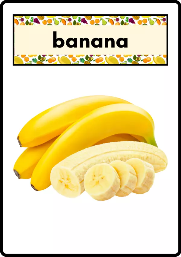 Flash Cards vocabulario de las Frutas en inglés banana